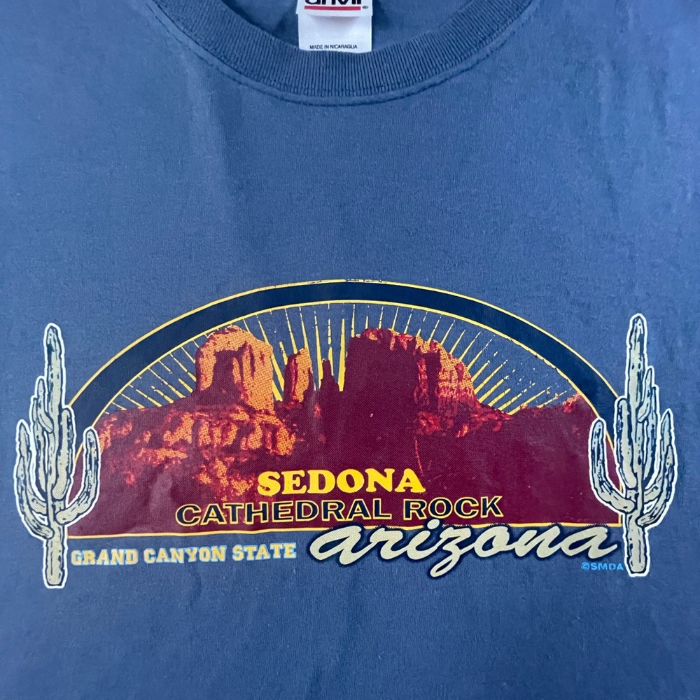 Sedona Arizona Cathedral Rock Anvil Blue Graphic Cotton Tee XL